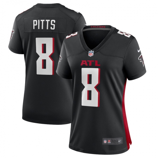 Women's Atlanta Falcons #8 Kyle Pitts Nike Black 2021 NFL Draft First Round Pick Player Game Jersey - Ujersey
