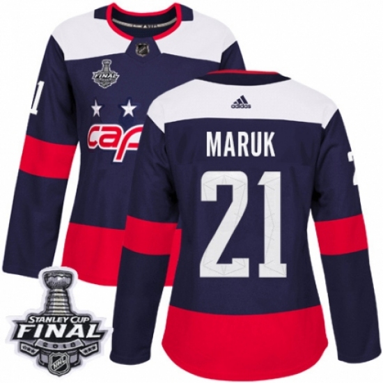 Women's Adidas Washington Capitals #21 Dennis Maruk Authentic Navy Blue 2018 Stadium Series 2018 Stanley Cup Final NHL Jersey - Ujersey