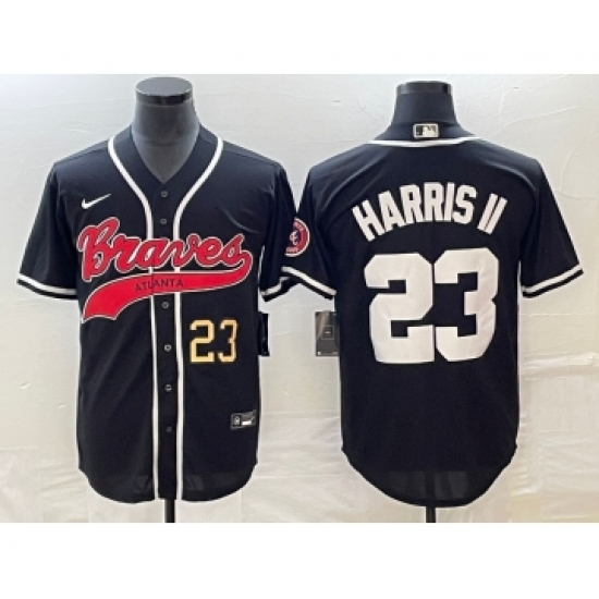 Men's Atlanta Braves #23 Michael Harris II Number Black Cool Base Stitched Baseball Jersey - Ujersey