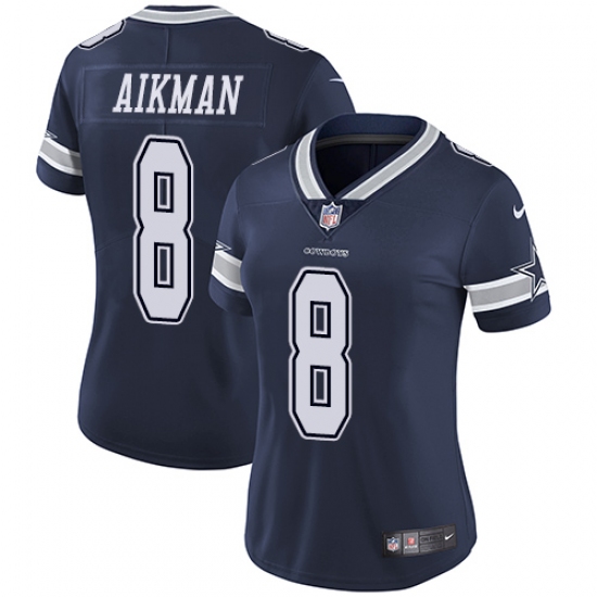 Women's Nike Dallas Cowboys #8 Troy Aikman Navy Blue Team Color Vapor Untouchable Limited Player NFL Jersey - Ujersey