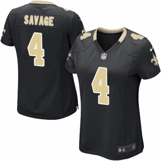 Women's Nike New Orleans Saints #4 Tom Savage Game Black Team Color NFL Jersey - Ujersey