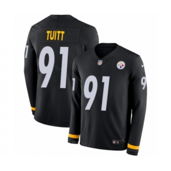 Youth Nike Pittsburgh Steelers #91 Stephon Tuitt Limited Black Therma Long Sleeve NFL Jersey - Ujersey