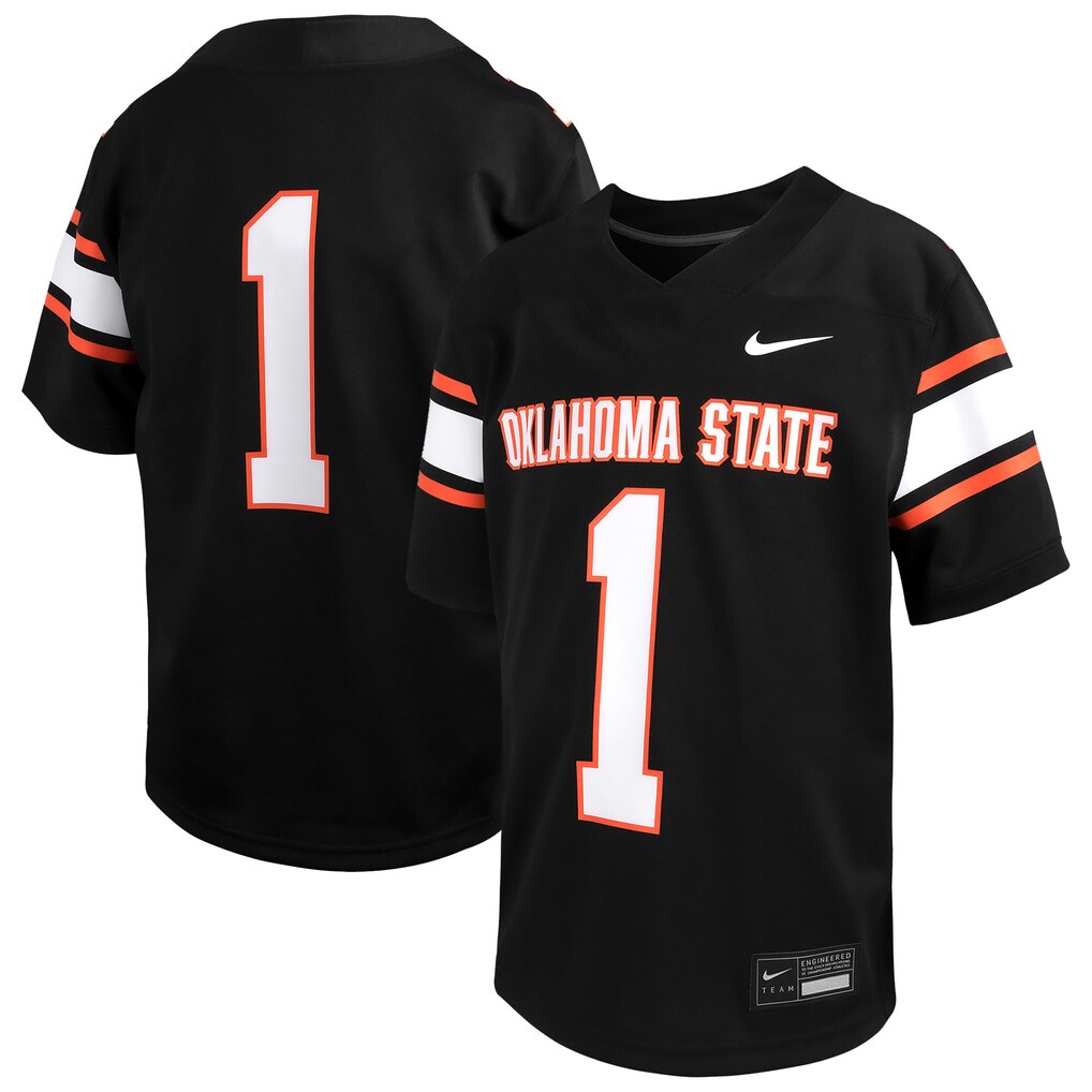 Youth Nike #1 Black Oklahoma State Cowboys Alternate Game Football Jersey - ujerseystore