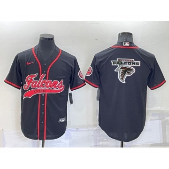 Men's Atlanta Falcons Black Team Big Logo With Patch Cool Base Stitched Baseball Jersey - Ujersey