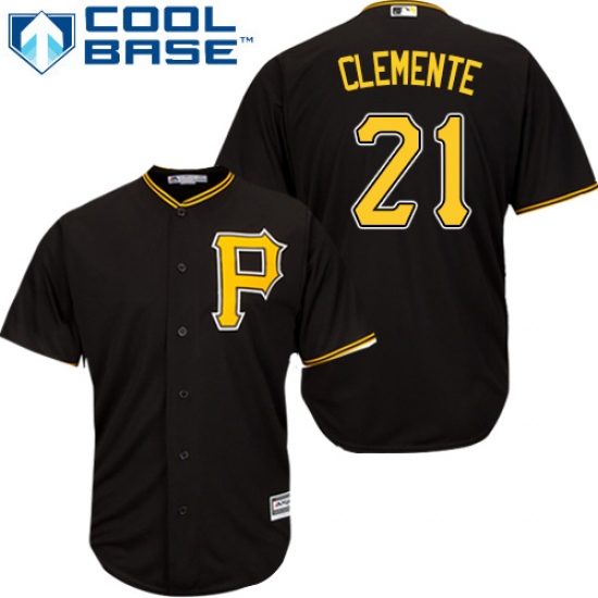 Women's Majestic Pittsburgh Pirates #21 Roberto Clemente Authentic Black Alternate Cool Base MLB Jersey - Ujersey