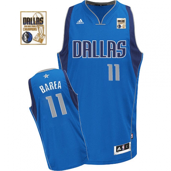Men's Adidas Dallas Mavericks #11 Jose Barea Swingman Royal Blue Road Champions Patch NBA Jersey - Ujersey