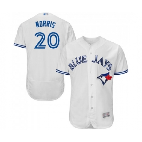 Men's Toronto Blue Jays #20 Bud Norris White Home Flex Base Authentic Collection Baseball Jersey - Ujersey