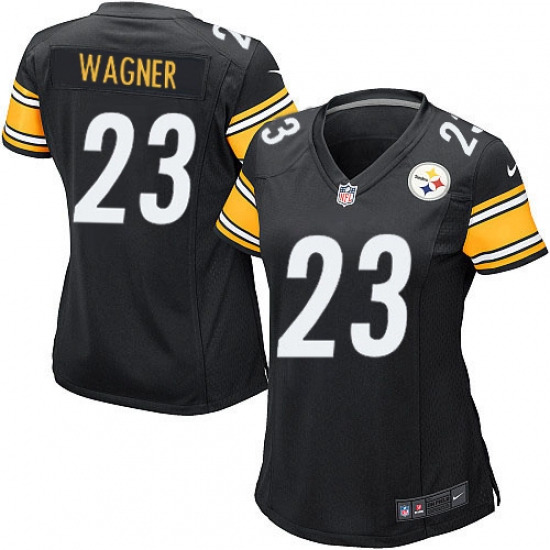 Women's Nike Pittsburgh Steelers #23 Mike Wagner Game Black Team Color NFL Jersey - Ujersey