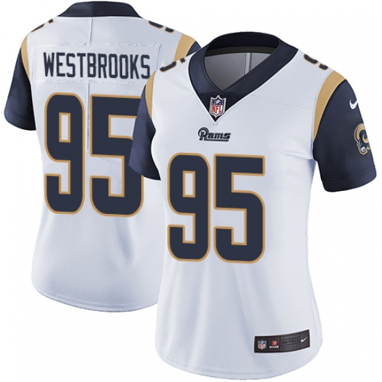 Women's Nike Los Angeles Rams #95 Ethan Westbrooks White Vapor Untouchable Limited Player NFL Jersey - Ujersey
