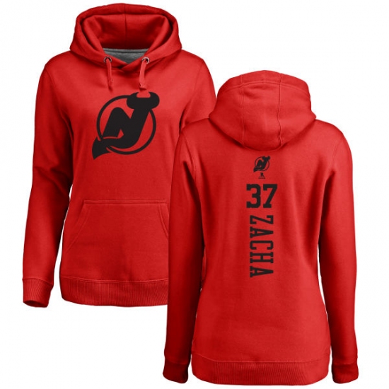 NHL Women's Adidas New Jersey Devils #37 Pavel Zacha Red One Color Backer Pullover Hoodie