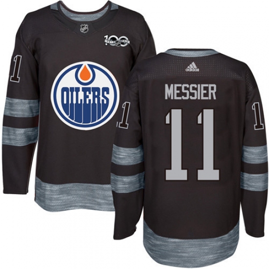 Men's Adidas Edmonton Oilers #11 Mark Messier Authentic Black 1917-2017 100th Anniversary NHL Jersey - Ujersey