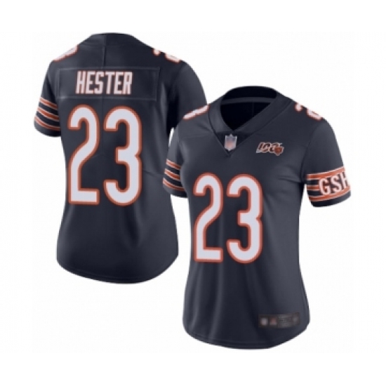 Women's Chicago Bears #23 Devin Hester Navy Blue Team Color 100th Season Limited Football Jersey - Ujersey