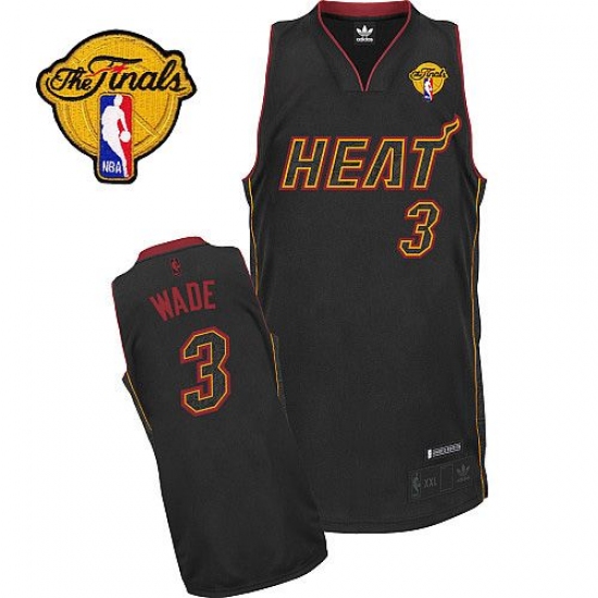 Men's Adidas Miami Heat #3 Dwyane Wade Authentic Black Carbon Fiber Fashion Finals Patch NBA Jersey - Ujersey