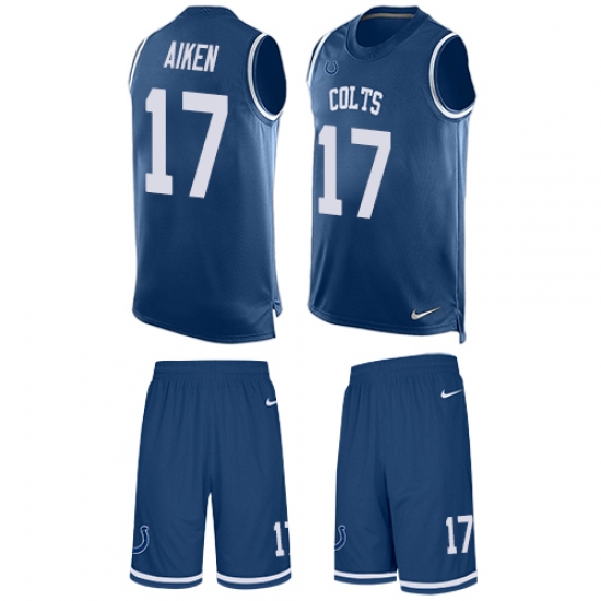 Men's Nike Indianapolis Colts #17 Kamar Aiken Limited Royal Blue Tank Top Suit NFL Jersey - Ujersey