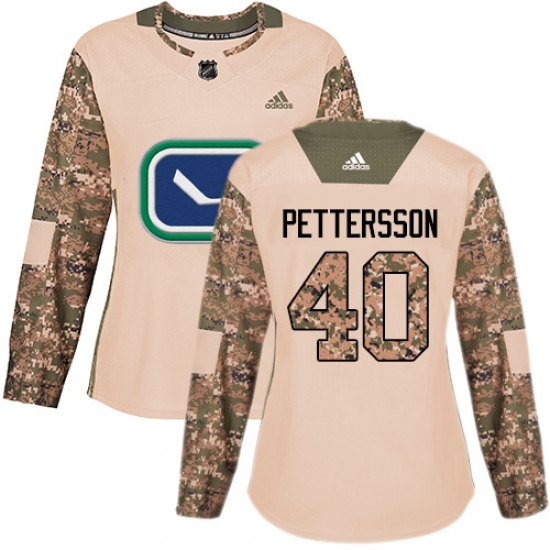 Women's Adidas Vancouver Canucks #40 Elias Pettersson Camo Authentic 2017 Veterans Day Stitched NHL Jersey - Ujersey