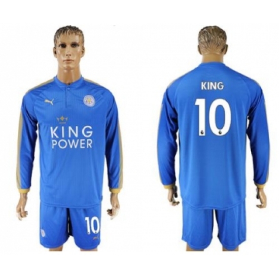 Leicester City #10 King Home Long Sleeves Soccer Club Jersey