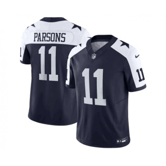 Men's Nike Dallas Cowboys #11 Micah Parsons Navy Thanksgiving 2023 F.U.S.E. Limited Stitched Football Jersey - Ujersey