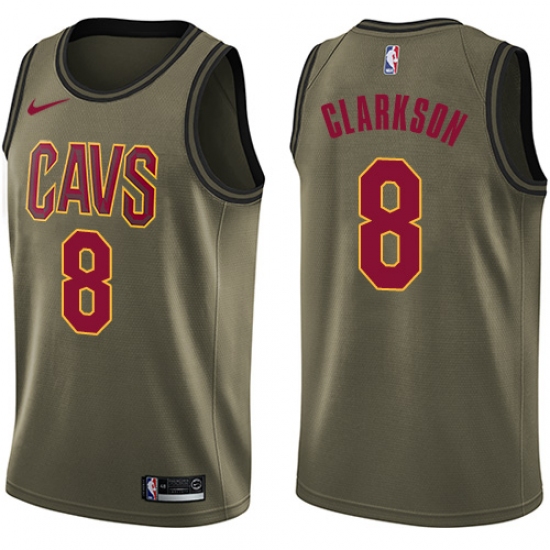 Youth Nike Cleveland Cavaliers #8 Jordan Clarkson Swingman Green Salute to Service NBA Jersey - Ujersey