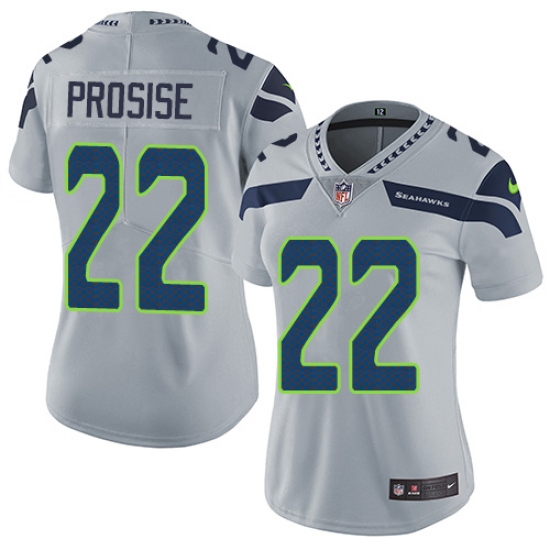 Women's Nike Seattle Seahawks #22 C. J. Prosise Grey Alternate Vapor Untouchable Limited Player NFL Jersey - Ujersey