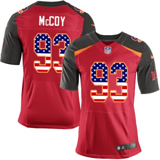 Men's Nike Tampa Bay Buccaneers #93 Gerald McCoy Elite Red Home USA Flag Fashion NFL Jersey - ujerseystore