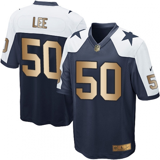 Youth Nike Dallas Cowboys #50 Sean Lee Elite Navy/Gold Throwback Alternate NFL Jersey - Ujersey