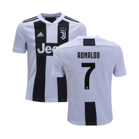 Juventus #7 Cristiano Ronaldo Home Kid Soccer Club Jersey