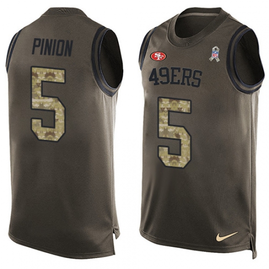 Men's Nike San Francisco 49ers #5 Bradley Pinion Limited Green Salute to Service Tank Top NFL Jersey - Ujersey