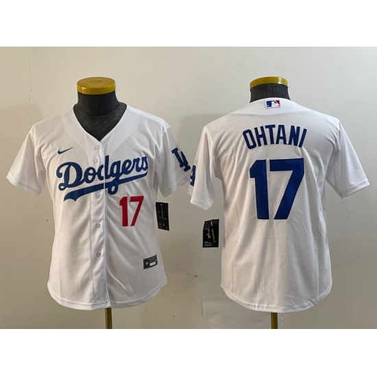 Youth Los Angeles Dodgers #17 Shohei Ohtani Number White Stitched Cool Base Nike Jersey - Ujersey