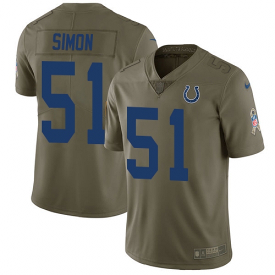 Men's Nike Indianapolis Colts #51 John Simon Limited Olive 2017 Salute to Service NFL Jersey - Ujersey