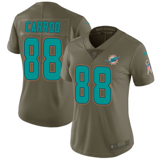 Women's Nike Miami Dolphins #88 Leonte Carroo Limited Olive 2017 Salute to Service NFL Jersey - Ujersey