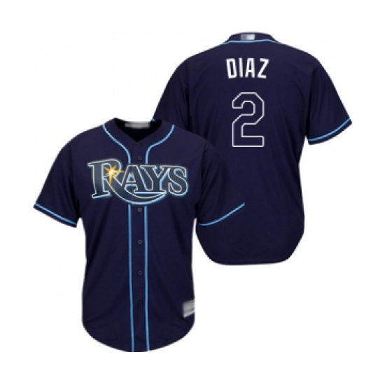 Youth Tampa Bay Rays #2 Yandy Diaz Replica Navy Blue Alternate Cool Base Baseball Jersey - Ujersey