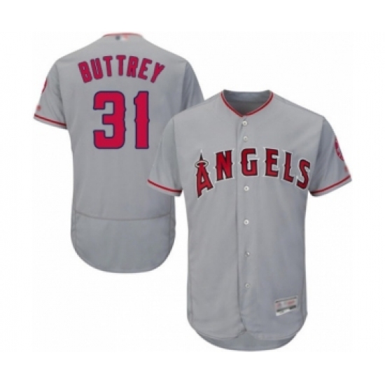 Men's Los Angeles Angels of Anaheim #31 Ty Buttrey Grey Road Flex Base Authentic Collection Baseball Player Jersey - Ujersey