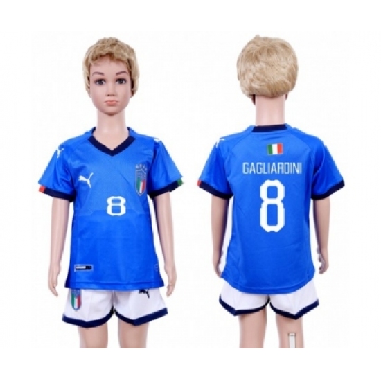 Italy #8 Gagliardini Home Kid Soccer Country Jersey
