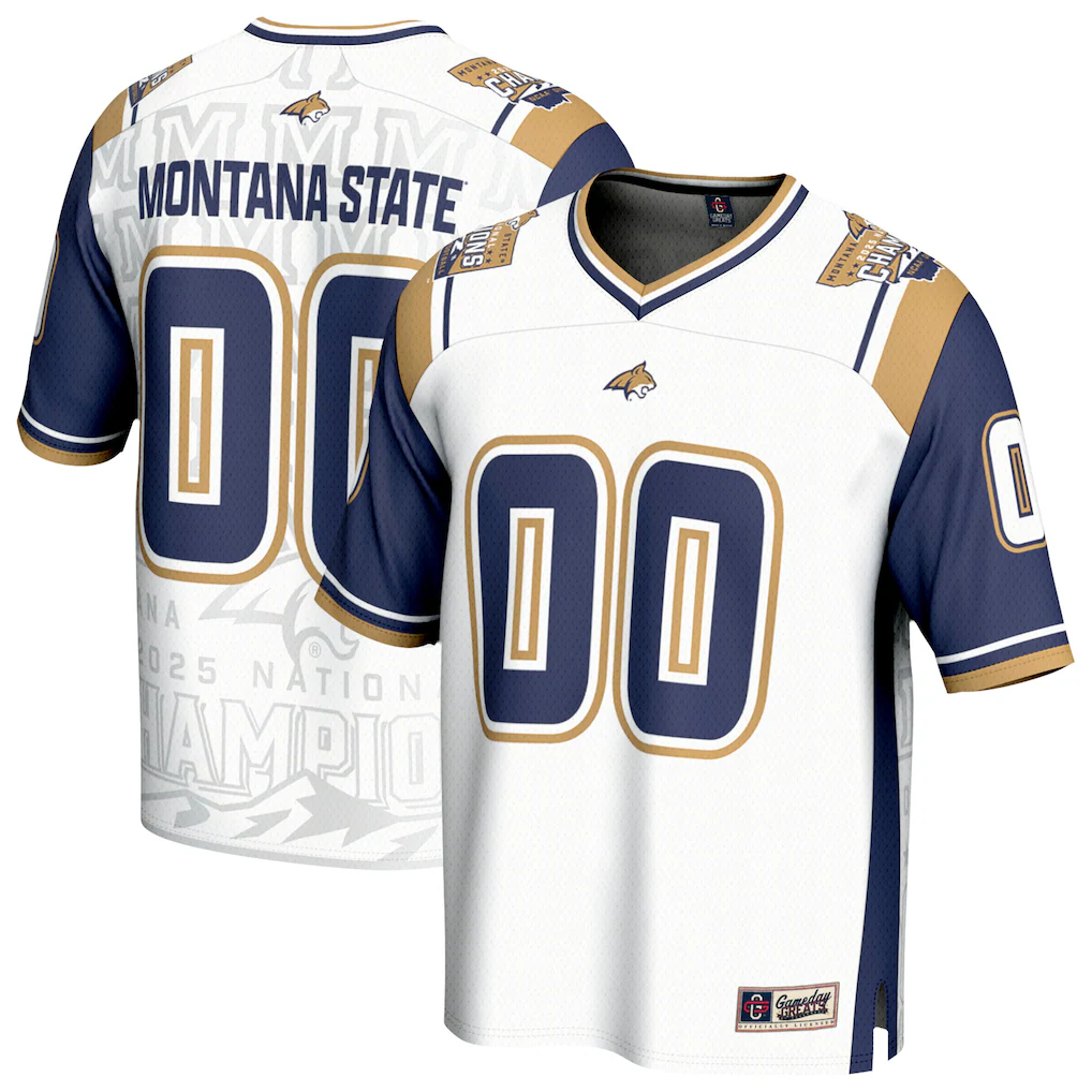 Unisex GameDay Greats White Montana State Bobcats 2025 NCAA FCS Football National Champions Commemorative Fashion Jersey - Vujersey Los Angeles Rams