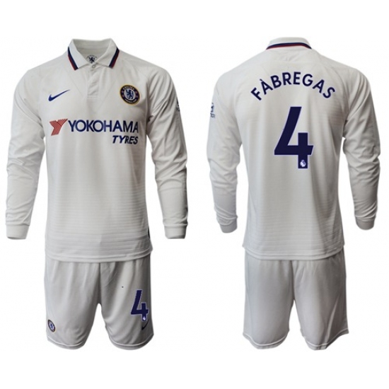 Chelsea #4 Fabregas Away Long Sleeves Soccer Club Jersey