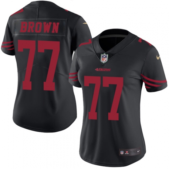 Women's Nike San Francisco 49ers #77 Trent Brown Limited Black Rush Vapor Untouchable NFL Jersey - Ujersey