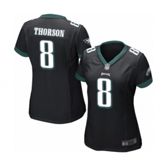 Women's Philadelphia Eagles #8 Clayton Thorson Game Black Alternate Football Jersey - Ujersey