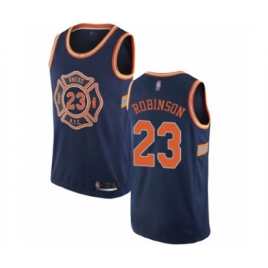 Men's New York Knicks #23 Mitchell Robinson Authentic Navy Blue Basketball Jersey - City Edition - Ujersey