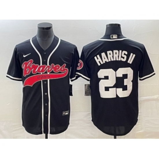 Men's Atlanta Braves #23 Michael Harris II Black Cool Base Stitched Baseball Jersey1 - Ujersey