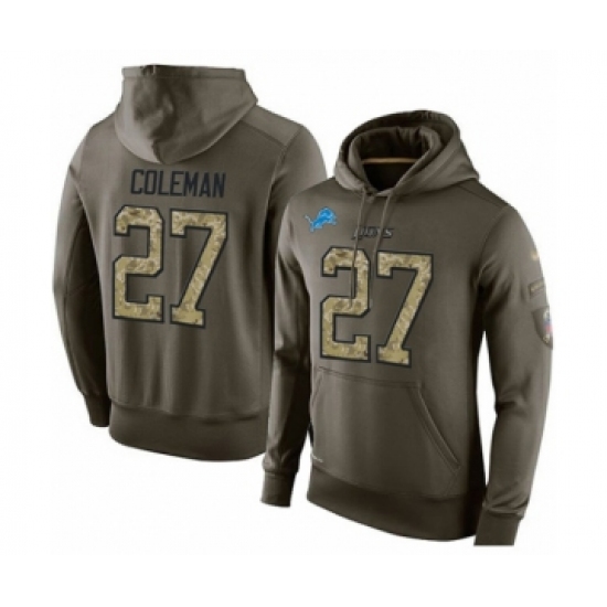 Football Men's Detroit Lions #27 Justin Coleman Green Salute To Service Pullover Hoodie - Ujersey
