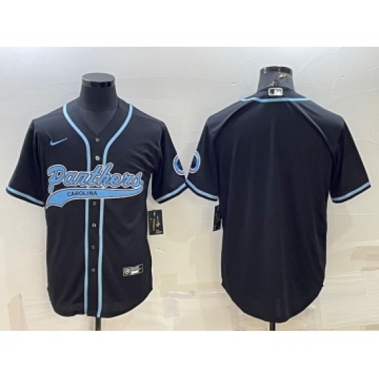 Men's Carolina Panthers Blank Black With Patch Cool Base Stitched Baseball Jersey - Ujersey