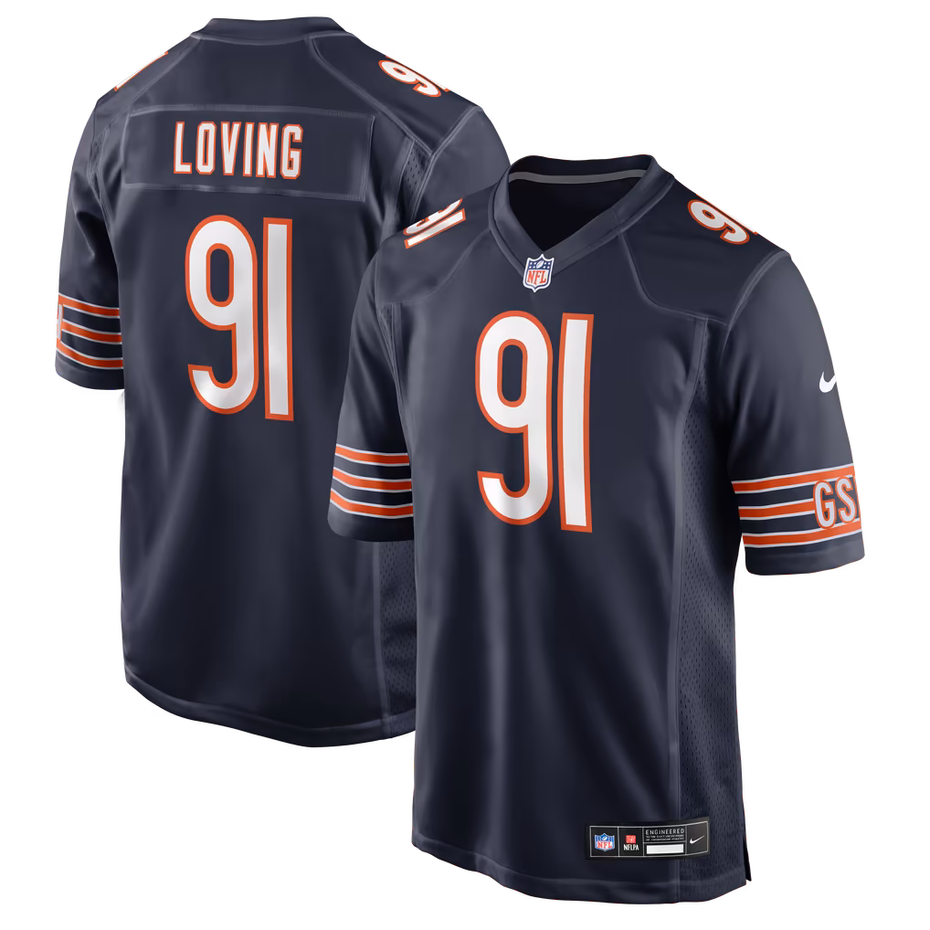 Men's Chicago Bears Jayden Loving Nike Navy Team Game Jersey - U-jersey