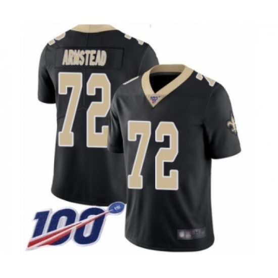 Men's New Orleans Saints #72 Terron Armstead Black Team Color Vapor Untouchable Limited Player 100th Season Football Jersey - Ujersey