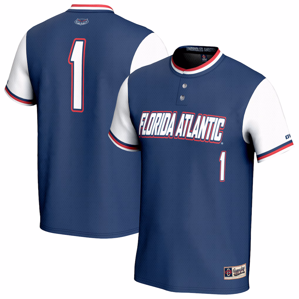 Unisex GameDay Greats Navy #1 Florida Atlantic Owls Lightweight Collegiate Softball Fashion Jersey