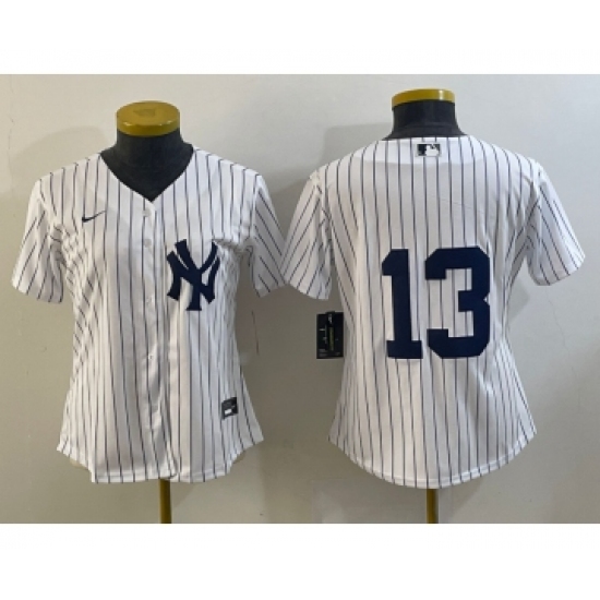 Women's New York Yankees #13 Joey Gallo White No Name Stitched MLB Nike Cool Base Jersey - Ujersey