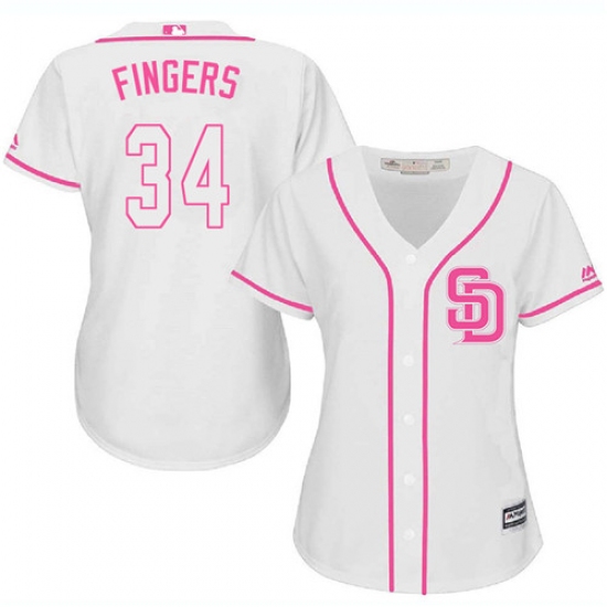 Women's Majestic San Diego Padres #34 Rollie Fingers Authentic White Fashion Cool Base MLB Jersey - Ujersey