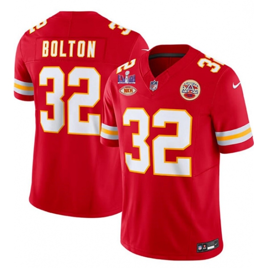 Men's Kansas City Chiefs #32 Nick Bolton Red 2024 F.U.S.E. Super Bowl LVIII With NKH Vapor Untouchable Limited Football Stitched Jersey - Ujersey