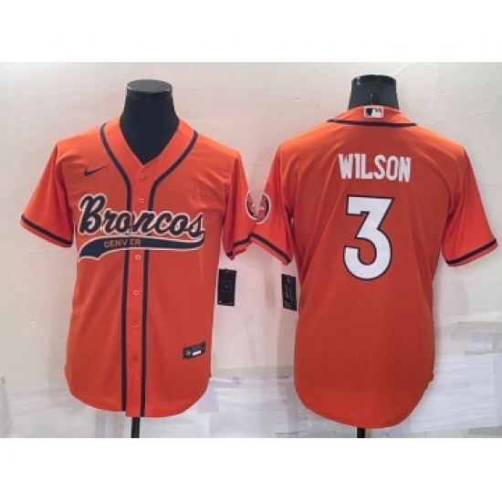Men's Denver Broncos #3 Russell Wilson Orange Stitched Cool Base Nike Baseball Jersey - Ujersey