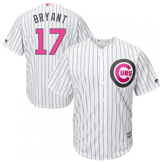 Men's Majestic Chicago Cubs #17 Kris Bryant Replica White 2016 Mother's Day Cool Base MLB Jersey - Ujersey