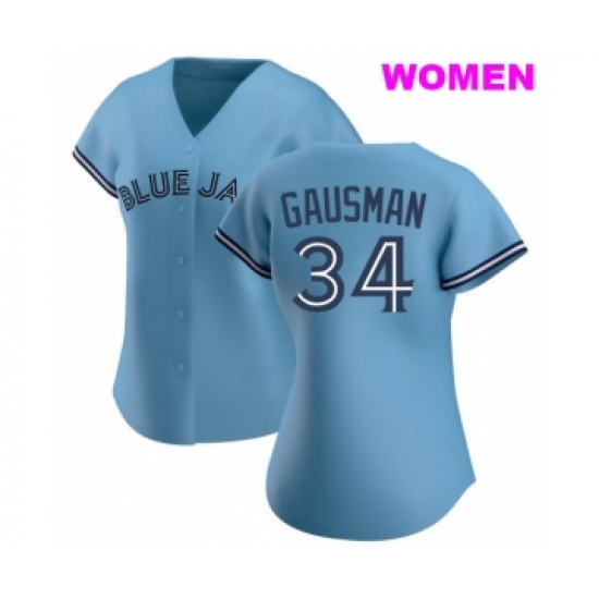 WOMEN'S TORONTO BLUE JAYS #34 KEVIN GAUSMAN BLUE JERSEY - Ujersey